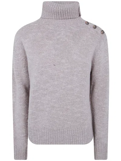 Mc2 Saint Barth Button-detail Roll-neck Sweater In Gray