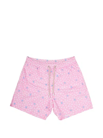 Mc2 Saint Barth Turtle-print Drawstring Swim Shorts In Transparent