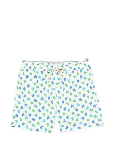 Mc2 Saint Barth Turtle-print Swim Shorts In White