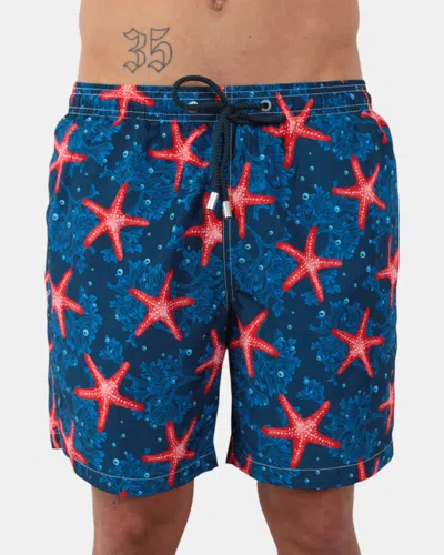 Mc2 Saint Barth Ultralight Swim Short - Coral Star 61 In White