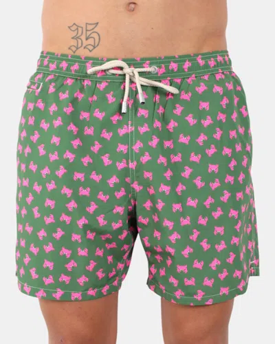 Mc2 Saint Barth Ultralight Swim Short - Crab Fluo 5225 In Green