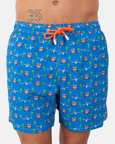 Mc2 Saint Barth Ultralight Swim Short - Little Car 17 In Blue