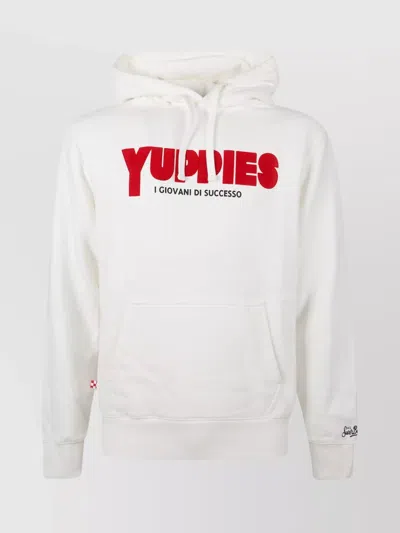 Mc2 Saint Barth Urban Hoodie With Graphic Design And Pocket In White