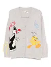Mc2 Saint Barth Cartoon Donegal Cardigan In Gray