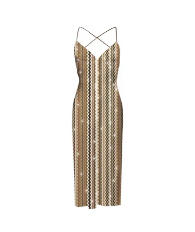 Mc2 Saint Barth V-neck Dress In Brown
