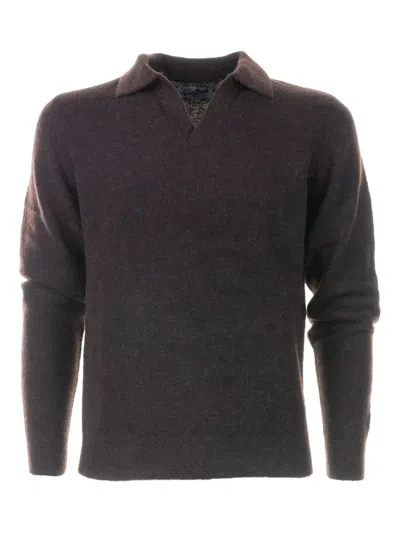Mc2 Saint Barth V-neck Polo-collar Sweater In Brown