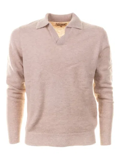 Mc2 Saint Barth V-neck Polo-collar Sweater In Pink