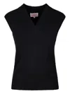 Mc2 Saint Barth V-neck Sleeveless Top In Black