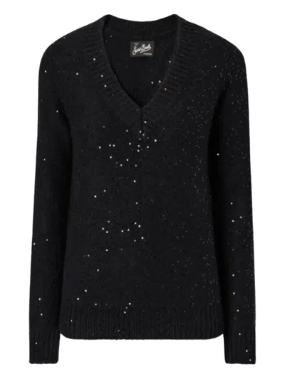 Mc2 Saint Barth V-neck Sweater In Black