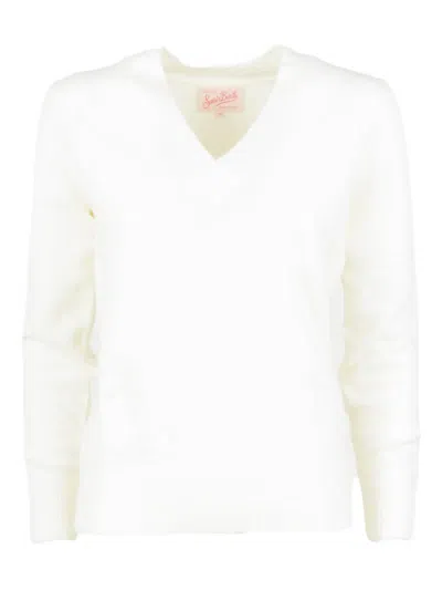 Mc2 Saint Barth V-neck Sweater In Neutral