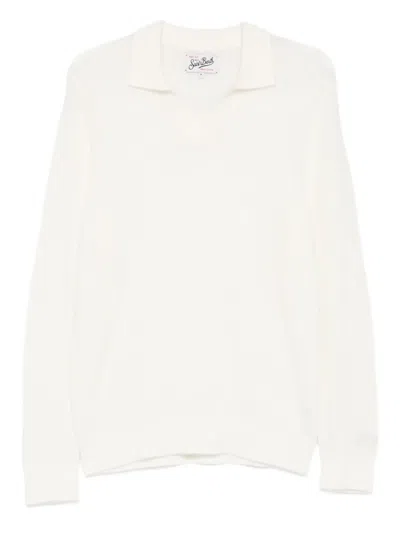Mc2 Saint Barth V-neck Sweater In White