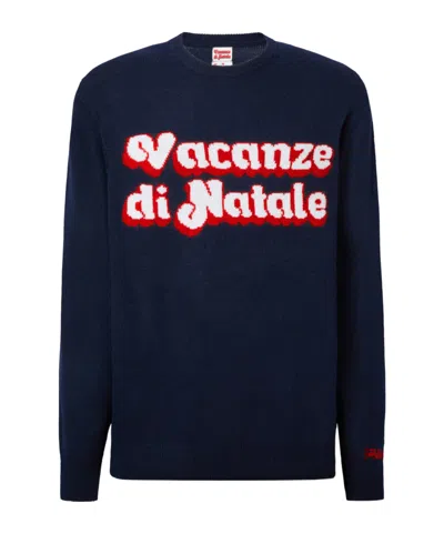 Mc2 Saint Barth Vacanze Di Natale Logo Jacquard Jumper In Blue