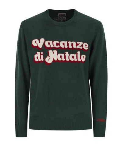 Mc2 Saint Barth Vacanze Di Natale Logo Jacquard Jumper In Green