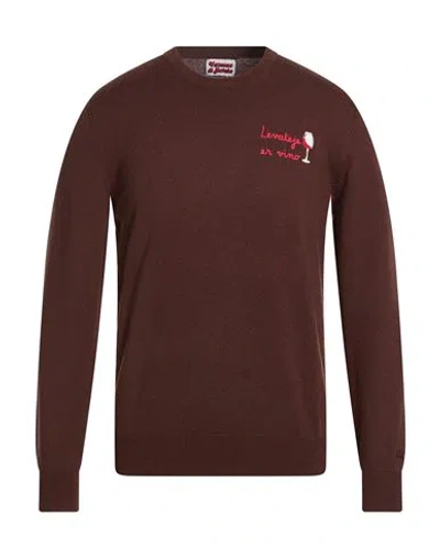 Mc2 Saint Barth Vacanze Di Natale Man Sweater Chocolate Brown Size M Polyamide, Wool, Viscose, Cashm