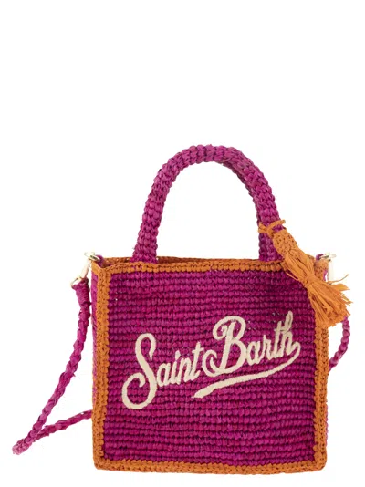 Mc2 Saint Barth Vanity - Mini Raffia Bag With Embroidery In Fuchsia