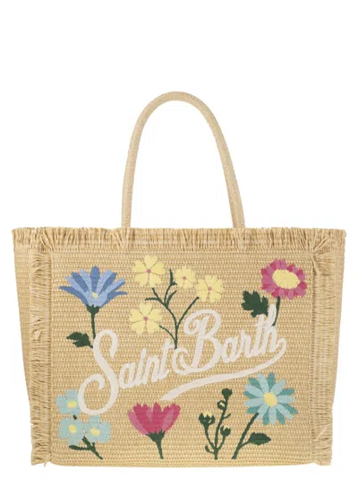MC2 SAINT BARTH VANITY - STRAW-EFFECT SHOULDER BAG WITH APPLIED FLOWERS