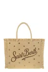 Mc2 Saint Barth Vanity - Straw-effect Shoulder Bag With Applied Rhinestones In Beige