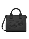 Mc2 Saint Barth Structured Black Handbag With Adjustable Shoulder Strap And Embossed Detailing In Black