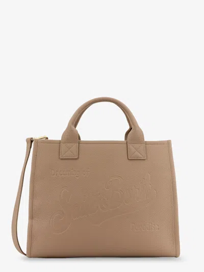 Mc2 Saint Barth Vanity Bag Large Leather Shoulder Bag In Sand