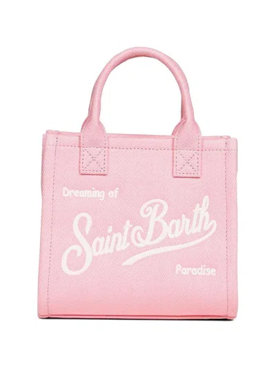 Mc2 Saint Barth Vanity Bag Shopping Bag With Embroidered Pink Logo