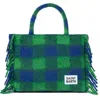Mc2 Saint Barth Vanity Blanket Shoulder Bag With Green And Blue Check In Multicolor
