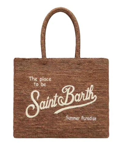 Mc2 Saint Barth Vanity Border Raffia Shoulder Bag In Brown