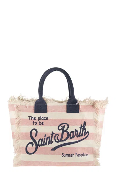 Mc2 Saint Barth Vanity - Canvas Bag With Striped Pattern In Pink
