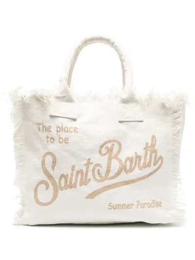 Mc2 Saint Barth Vanity Canvas Beach Bag In White