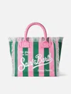 Mc2 Saint Barth Vanity Canvas Shoulder Bag With Pink And Green Stripes In Pink
