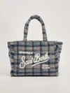 Mc2 Saint Barth Colette Tote Bag In Overcheck Indaco