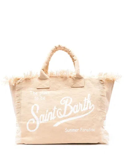 Mc2 Saint Barth Vanity Cotton Beach Bag In Neutrals