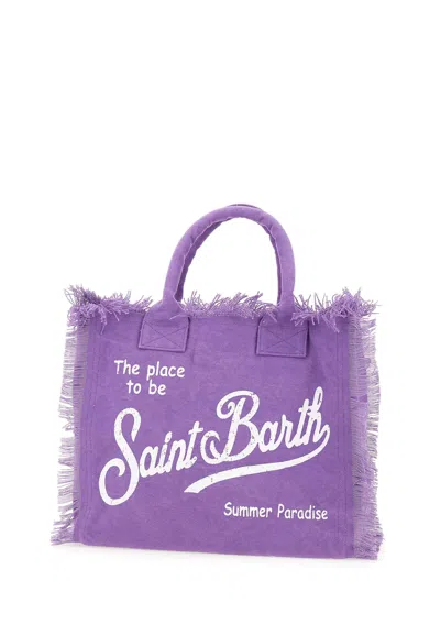 Mc2 Saint Barth Vanity Cotton Canvas Bag In Lilac