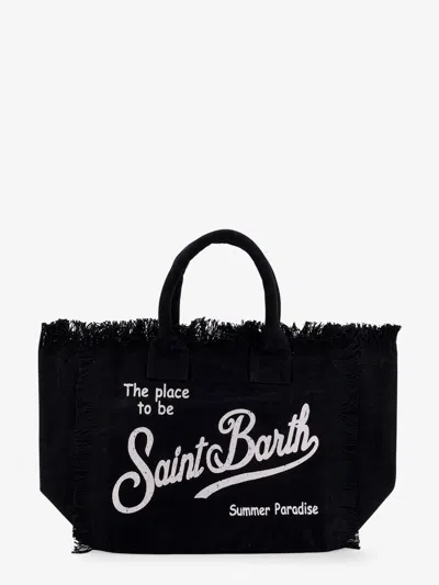 Mc2 Saint Barth Vanity Cotton Handbag With Maxi Logo Print