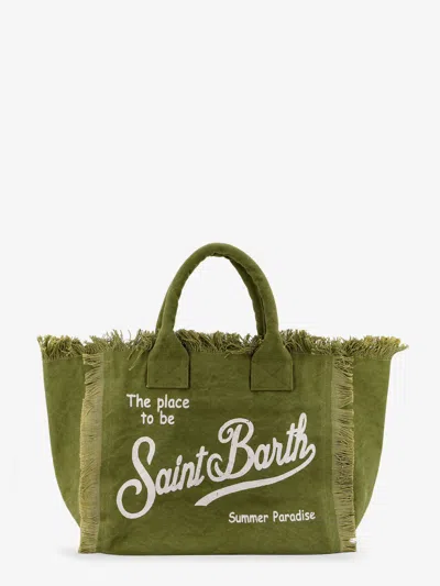 Mc2 Saint Barth Vanity Cotton Handbag With Maxi Logo Print