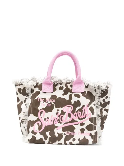 Mc2 Saint Barth Vanity Cow-print Frayed Tote Bag In Multi