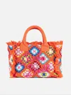 Mc2 Saint Barth Vanity Crochet Shoulder Bag With Pattern In Orange