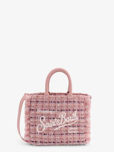 Mc2 Saint Barth Vanity Crossbody Bag With Embroidered Logo On The Front In Pink