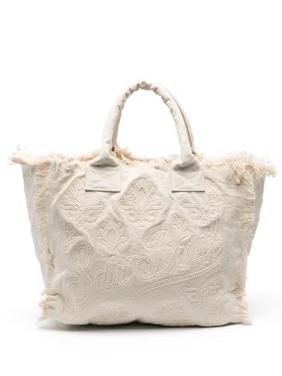 Mc2 Saint Barth Vanity Embroidered Beach Bag In Neutrals