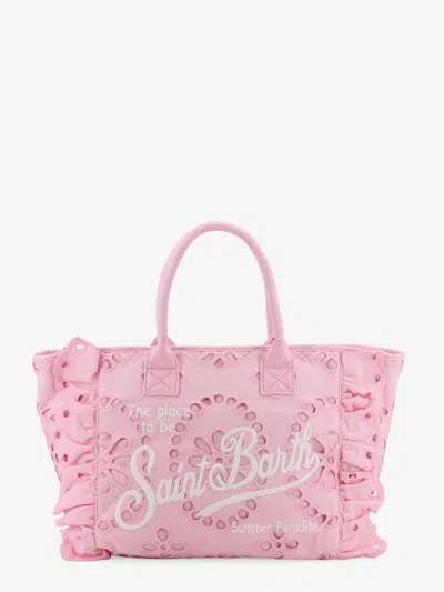 Mc2 Saint Barth Vanity Embroidered Cotton Handbag With Volant