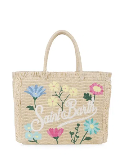 Mc2 Saint Barth Vanity Floral-embroidered Straw Tote Bag In Neutral