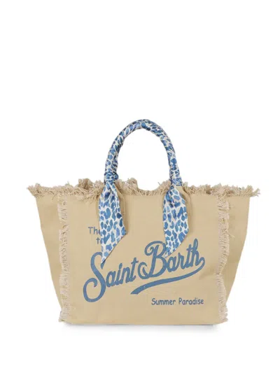 Mc2 Saint Barth Vanity Foulard Frayed Shoulder Bag In Brown