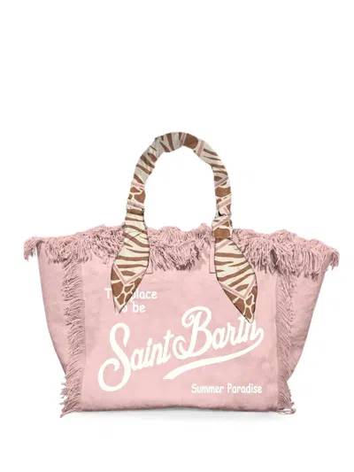 Mc2 Saint Barth Vanity Foulard Fringed Tote Bag In Pink