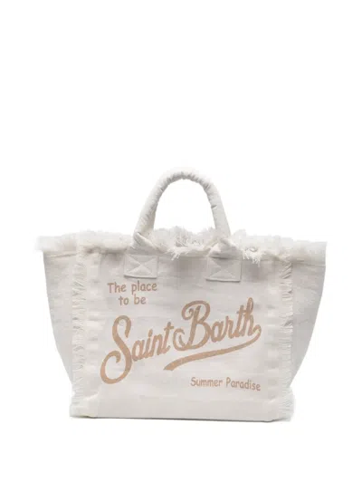 Mc2 Saint Barth Vanity Frayed-detail Tote Bag In White