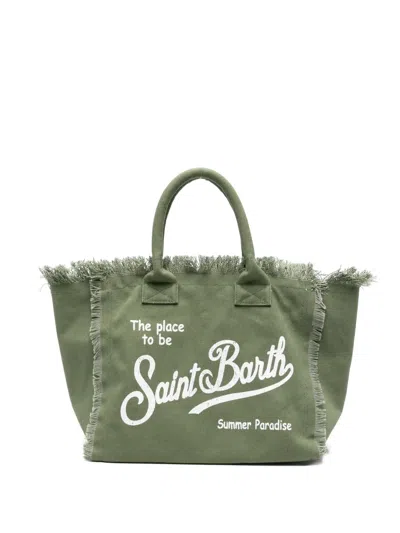 Mc2 Saint Barth Vanity Frayed-edge Tote Bag In Green