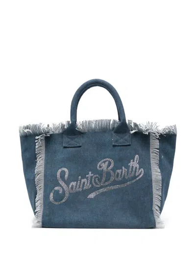 Mc2 Saint Barth Vanity Frayed-trim Tote Bag In Blue