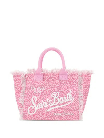 Mc2 Saint Barth Vanity Fringed Leopard Print Tote Bag