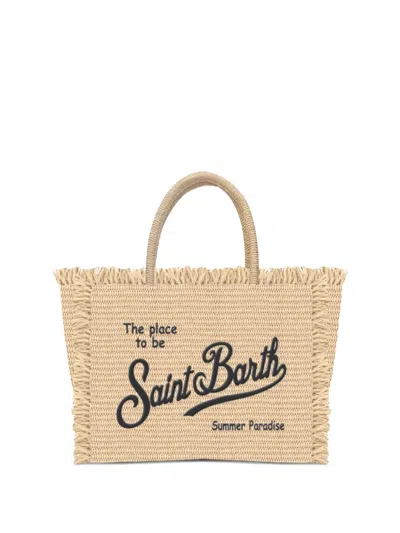 Mc2 Saint Barth Vanity Fringed-trim Mini Tote Bag In Neutral