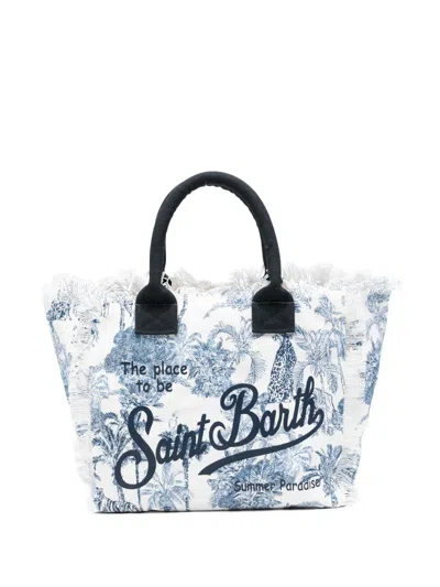 Mc2 Saint Barth Vanity Jungle-print Frayed-edges Tote Bag In White