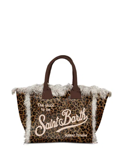 Mc2 Saint Barth Vanity Tote Bag Mit Leoparden-print In Brown