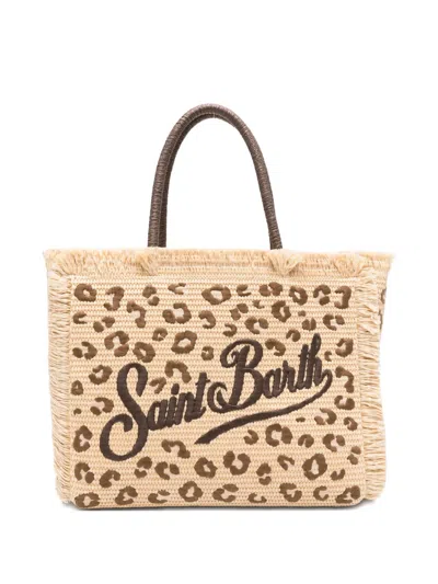 Mc2 Saint Barth Vanity Leopard-print Fringed Tote Bag In Neutral
